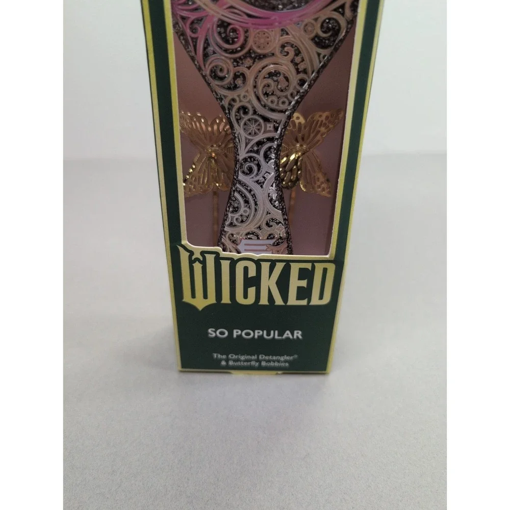 Hair Brush Wet Brush  WICKED So Popular Glinda Pink Glitter Butterfly Bobbi Pins